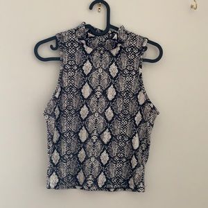 High neck snake print tank